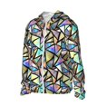 thumbnail image 1 of Uemuo Colored Glass Pattern Women's Full Zip UPF 50+ Sun Protection Hoodie Jacket Long Sleeve Sun Shirt Hiking Outdoor Performance with Pockets-3X-Large, 1 of 9