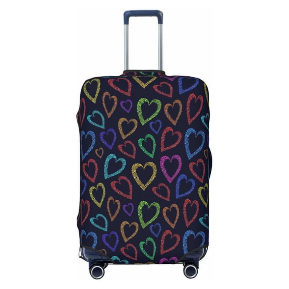 Uemuo Colored Hearts Printed Washable Luggage Cover - Fashion Suitcase Protector Fits 18-32 Inch Luggage -