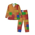 thumbnail image 1 of Uemuo Colorful Building Blocks A Pattern 2-Piece Loungewear Set - Men’s Soft Sleepwear, Cozy Winter PJs, Comfy Sleep Set-X-Large, 1 of 7