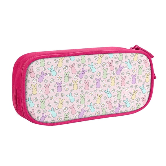 Uemuo Colorful Bunny Printed Pencil Pen Case, Portable Pencil Pouch with Zipper, Compact Stationery Bag Makeup Bag, Pencil Bag for Home Office