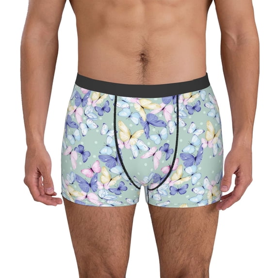 Uemuo Colorful Butterfly Pattern Men's Boxer Briefs,Trunk Anti-Chafing,Comfortable, Durable, and Stylish Underwear-XX-Large