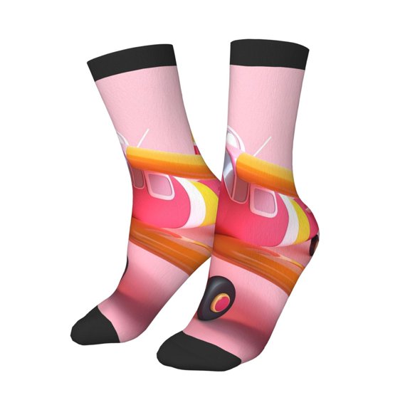 Uemuo Colorful Cartoon Biplane Printed Kids Boys Socks Seamless Crew Socks Crazy Funny Athletic Sport Socks for Children