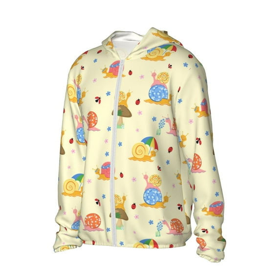 Uemuo Colorful Cartoon Snail Pattern Women's Full Zip UPF 50+ Sun Protection Hoodie Jacket Long Sleeve Sun Shirt Hiking Outdoor Performance with Pockets-XX-Large