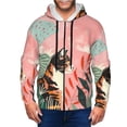 thumbnail image 1 of Uemuo Colorful Cat With Flowers for Men's Fashion Full-zip Hoodies & Sweatshirts with Kangaroo Pocket, Zip-up Hooded Sweatshirt, Moisture Wicking & Breathable-X-Large, 1 of 5