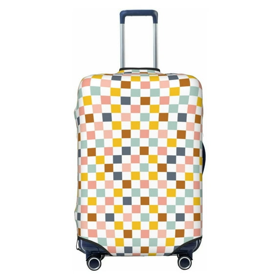 Uemuo Colorful Checkered 1 Printed Washable Luggage Cover - Fashion Suitcase Protector Fits 18-32 Inch Luggage -Large