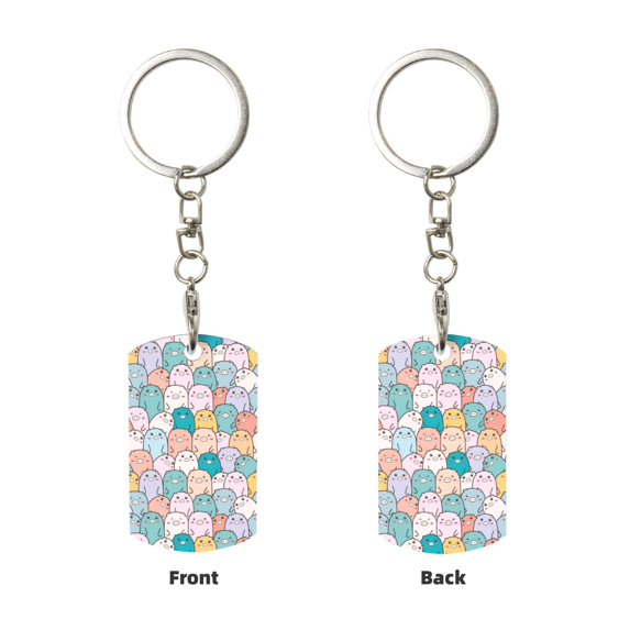 Uemuo Colorful Cute Pig Pattern Rectangular Metal Keychain - Durable, Stylish, and Personalized Key Ring for Men and Women,Engraved Keychain,Gift Slim Sturdy Keychain