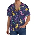 thumbnail image 1 of Uemuo Colorful Dinosaur Pattern Cotton Linen Short Sleeve Shirts,Casual Lightweight Button Down Shirts,Vacation Beach Summer Tops-Small, 1 of 7