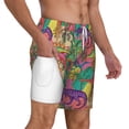 thumbnail image 1 of Uemuo Colorful Dinosaur Pattern Mens Swim Trunks Quick Dry Board Shorts with Mesh Lining, Stretch Beach Shorts Quick Dry No-Chafing Board Shorts-Medium, 1 of 8