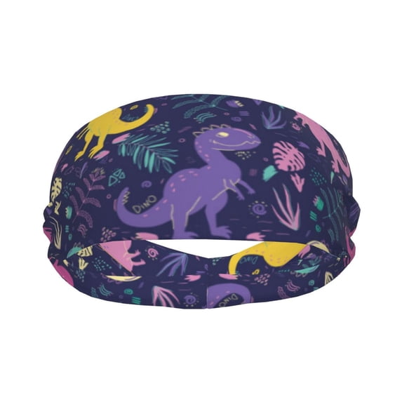 Uemuo Colorful Dinosaur Printed Sports Headbands for Men Women,Moisture Wicking Workout Headband, Sweatband Headbands,Non-slip Workout Gym Yoga Headband