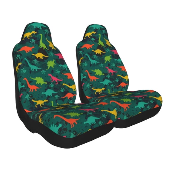 Uemuo Colorful Dinosaurs Pattern Car Seat Covers for Front Seats Waterproof Seat Covers for Cars, Universal Auto Front Seats Protector Fits for Car-2 PCS