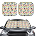 thumbnail image 1 of Uemuo Colorful Dinosaurs Printed 2 PCS Car Windshield Sun Shade, Auto Sun Heat and UV Rays Blocker, Foldable Automotive Front Window Sunshade Protector, 1 of 5