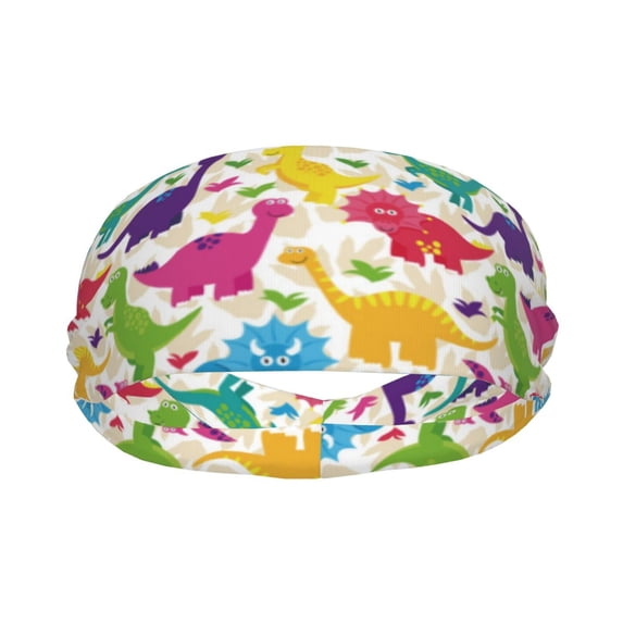 Uemuo Colorful Dinosaurs Printed Sports Headbands for Men Women,Moisture Wicking Workout Headband, Sweatband Headbands,Non-slip Workout Gym Yoga Headband