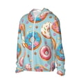 thumbnail image 1 of Uemuo Colorful Donut Pattern Women's Full Zip UPF 50+ Sun Protection Hoodie Jacket Long Sleeve Sun Shirt Hiking Outdoor Performance with Pockets-3X-Large, 1 of 8