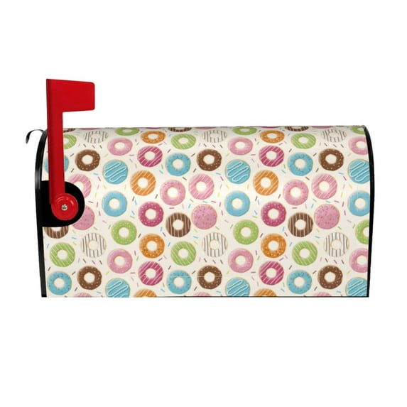 Uemuo Colorful Donuts Pattern Mailbox Covers Magnetic Standard Mailbox Covers Holiday Mailbox Wraps for Christmas Garden Yard Home Outdoor Decor-21x18 in