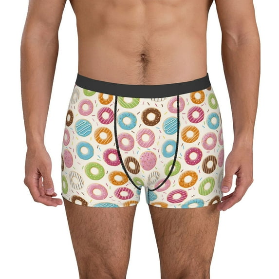 Uemuo Colorful Donuts Pattern Men's Boxer Briefs,Trunk Anti-Chafing,Comfortable, Durable, and Stylish Underwear-Small