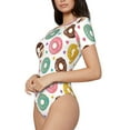 thumbnail image 1 of Uemuo Colorful Donuts Pattern Women's One Piece Short Sleeve Swimsuit Rash Guard Surfing Modest Quick-drying Swimsuit Beach Essentials-Small, 1 of 9