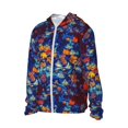 thumbnail image 1 of Uemuo Colorful Fall Leaves Pattern Women's Full Zip UPF 50+ Sun Protection Hoodie Jacket Long Sleeve Sun Shirt Hiking Outdoor Performance with Pockets-Large, 1 of 9
