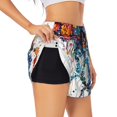 thumbnail image 1 of Uemuo Colorful Floral Jellyfish Pattern Women's Athletic Shorts High Waisted Running Shorts with Liner Pockets Gym Elastic Workout Shorts-, 1 of 9