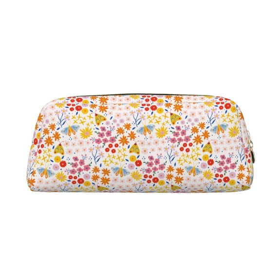 Uemuo Colorful Floral Printed Leather Pencil Case, Pencil Pouch, Portable Pencil Bag, Pen Case for& Office