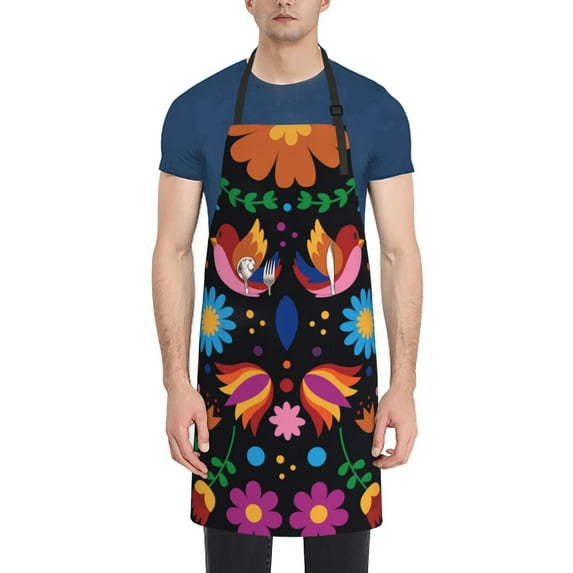 Uemuo Colorful Floral2 Pattern Waterproof Apron Adjustable Dishwasher Apron- Apron for Women Men Heavy Duty Work Apron for Dishwashing Chemical Lab