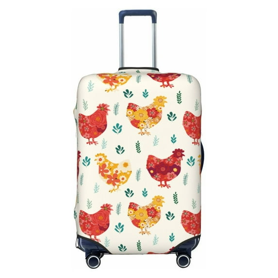 Uemuo Colorful Flower Chickens Printed Washable Luggage Cover - Fashion Suitcase Protector Fits 18-32 Inch Luggage -X-Large