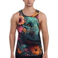 thumbnail image 1 of Uemuo Colorful Flower Dog A Pattern Men's Muscle Shirts Sleeveless Dry Fit Gym Workout Tank Top Lightweight Sports Tank Top Beach Tank Top, Loose-fit Sleeveless Shirt-3X-Large, 1 of 7