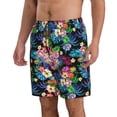 thumbnail image 1 of Uemuo Colorful Flowers Pattern Men's Swim Trunks Hawaiian Beach Bathing Suit Swimsuits Beach Quick-Dry Shorts with Pockets-Medium, 1 of 9
