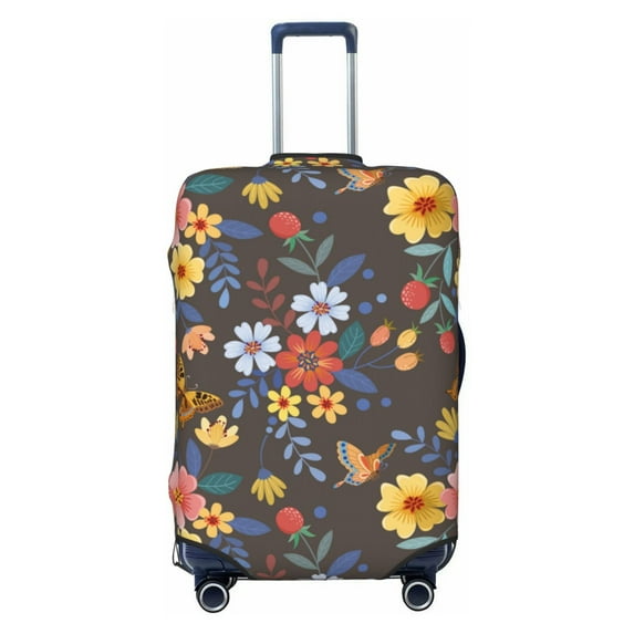 Uemuo Colorful Flowers with Butterfly Printed Washable Luggage Cover - Fashion Suitcase Protector Fits 18-32 Inch Luggage -Large