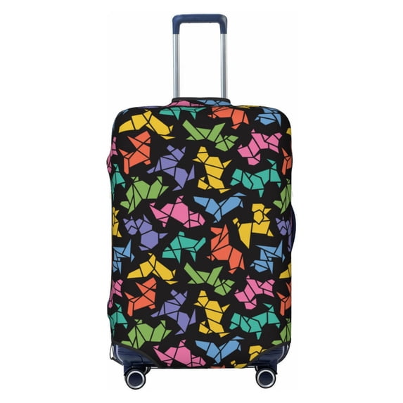Uemuo Colorful Geometric Dog Printed Washable Luggage Cover - Fashion Suitcase Protector Fits 18-32 Inch Luggage -Medium