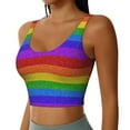 thumbnail image 1 of Uemuo Colorful Glitter Rainbow Pattern Women's Sports Bra - High Impact Support, Breathable, and Comfortable Athletic Bra for Running, Yoga, and Workouts, 1 of 9