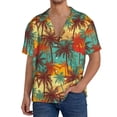 thumbnail image 1 of Uemuo Colorful Hawaii Palms Pattern Cotton Linen Short Sleeve Shirts,Casual Lightweight Button Down Shirts,Vacation Beach Summer Tops-Medium, 1 of 7