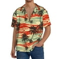 thumbnail image 1 of Uemuo Colorful Hawaii Palms Pattern Cotton Linen Short Sleeve Shirts,Casual Lightweight Button Down Shirts,Vacation Beach Summer Tops-X-Large, 1 of 7