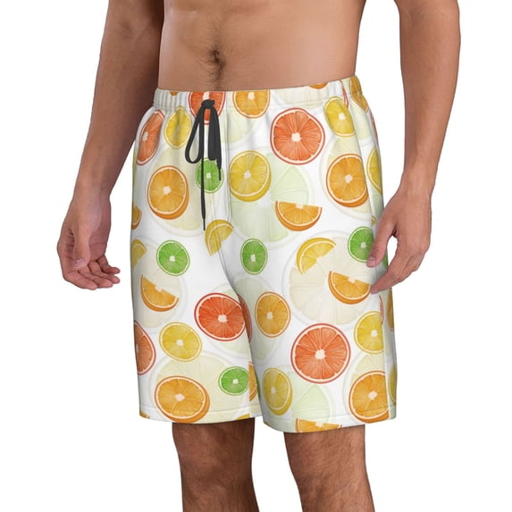 Uemuo Colorful Lemons Pattern Men's Swim Trunks Hawaiian Beach Bathing Suit Swimsuits Beach Quick-Dry Shorts with Pockets-XX-Large