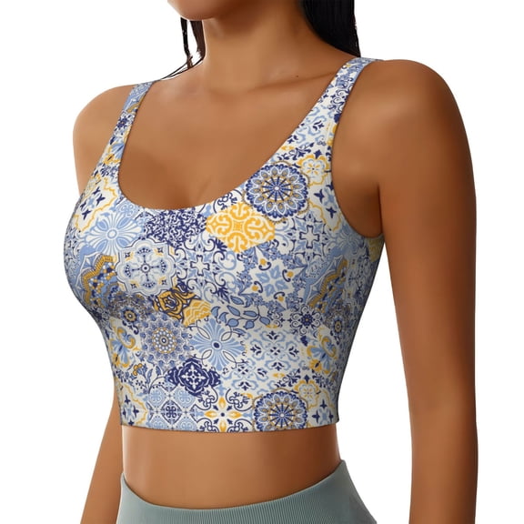 Uemuo Colorful Mandalas Pattern Women's Sports Bra - High Impact Support, Breathable, and Comfortable Athletic Bra for Running, Yoga, and Workouts