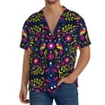 thumbnail image 1 of Uemuo Colorful Mexican Pattern Cotton Linen Short Sleeve Shirts,Casual Lightweight Button Down Shirts,Vacation Beach Summer Tops-Small, 1 of 7