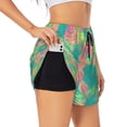 thumbnail image 1 of Uemuo Colorful Palm Leaves Pattern Women's Athletic Shorts High Waisted Running Shorts with Liner Pockets Gym Elastic Workout Shorts-, 1 of 9