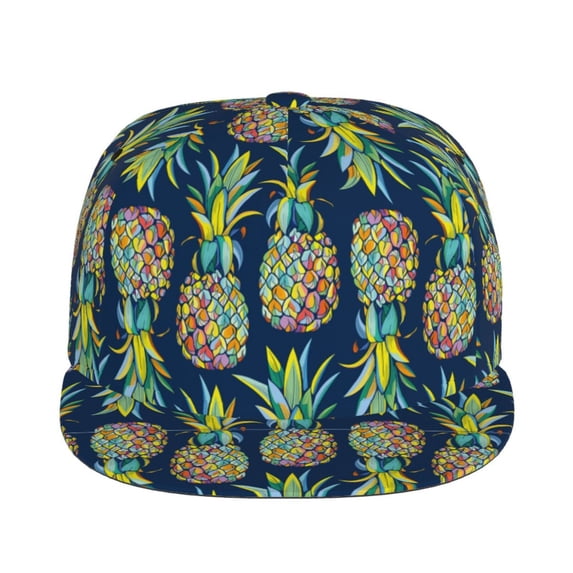 Uemuo Colorful Pineapples Pattern Women's Baseball Cap,Straight Brim Hat,Golf Dad Hat,Travel Hat,Sun Protection Cap,Everyday Accessory