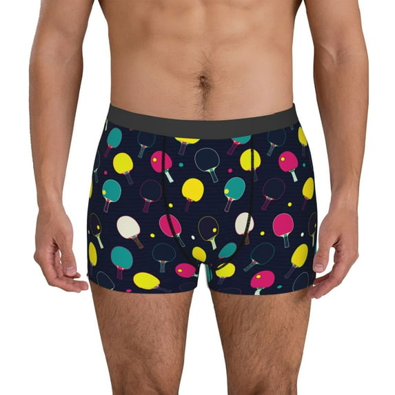 Uemuo Colorful Ping Pong Rackets Pattern Men's Boxer Briefs,Trunk Anti-Chafing,Comfortable, Durable, and Stylish Underwear-Medium