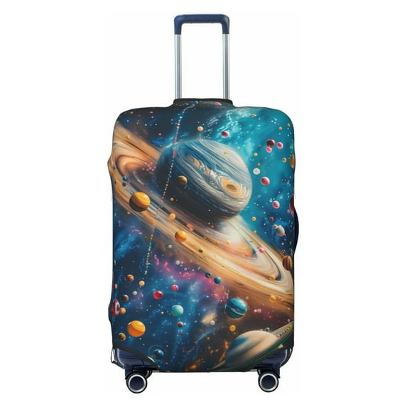 Uemuo Colorful Planet Universe Printed Washable Luggage Cover - Fashion Suitcase Protector Fits 18-32 Inch Luggage -Small