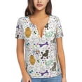 thumbnail image 1 of Uemuo Colorful Poodle Dog Drawing Women's Deep V-Neck Low Cut Tops - Casual Loose Fit with Stainless Steel Loop, Soft, Breathable, Perfect for Office, Travel, and Daily Wear-Small, 1 of 5