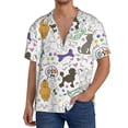 thumbnail image 1 of Uemuo Colorful Poodle Dog Pattern Cotton Linen Short Sleeve Shirts,Casual Lightweight Button Down Shirts,Vacation Beach Summer Tops-X-Large, 1 of 7