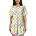 thumbnail image 1 of Uemuo Colorful Rubber Duck Pattern Women's Short-Sleeved Pajama, Button-Front Loungewear, 2-Piece Summer Sleepwear, Elastic Drawstring Shorts-4X-Large, 1 of 7