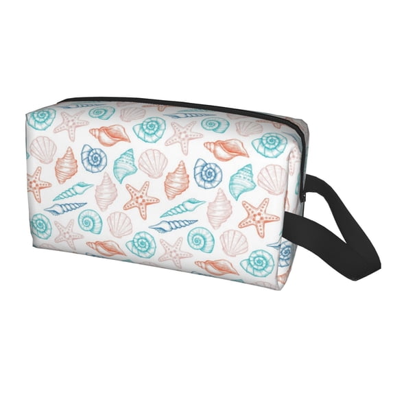 Uemuo Colorful Seashells1 Pattern Portable Toiletry Bags with Handle, Waterproof travel Make up Bags for Women, Large Capacity Travel Cosmetic Bags