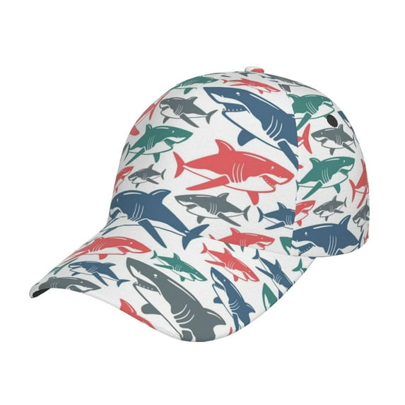 Uemuo Colorful Shark Pattern Baseball Cap Golf Dad Hat Adjustable Original Classic Low Profile Cotton Hat Unconstructed Plain Cap Men Women