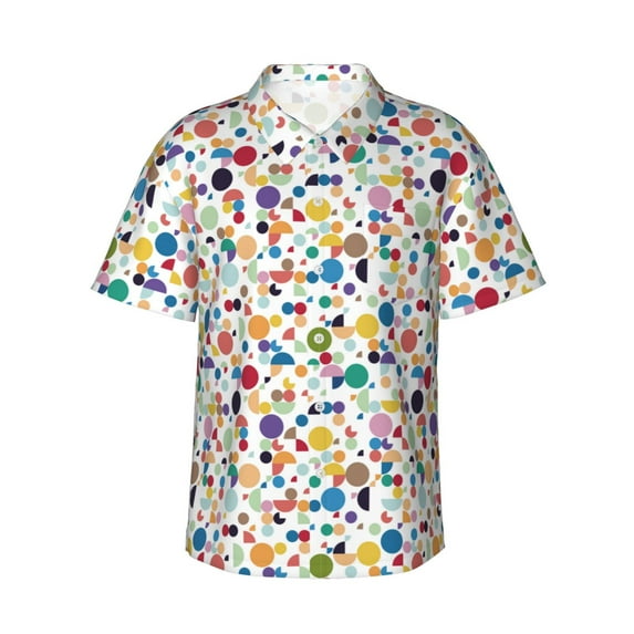 Uemuo Colorful Spots Printed Regular Fit Short Sleeve Casual Hawaiian Shirt for Men,Aloha shirt,Tropical shirt,Floral print shirt,Vacation Beach shirt-X-Large
