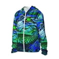 thumbnail image 1 of Uemuo Colorful Stained Glass Crocodile Pattern Women's Full Zip UPF 50+ Sun Protection Hoodie Jacket Long Sleeve Sun Shirt Hiking Outdoor Performance with Pockets-Small, 1 of 9