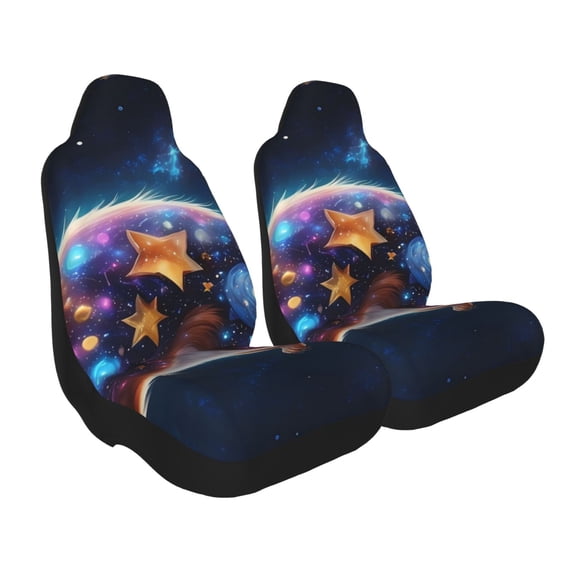 Uemuo Colorful Star River Squirrel Pattern Car Seat Covers for Front Seats Waterproof Seat Covers for Cars, Universal Auto Front Seats Protector Fits for Car-1