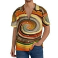 thumbnail image 1 of Uemuo Colorful Swirl Pattern Cotton Linen Short Sleeve Shirts,Casual Lightweight Button Down Shirts,Vacation Beach Summer Tops-, 1 of 7