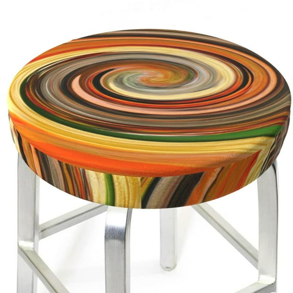 Uemuo Colorful Swirl Pattern Round Bar Stool Seat Covers Washable Stool Cushion Slipcover Elastic Bar Chair Covers-12 inch