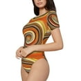 thumbnail image 1 of Uemuo Colorful Swirl Pattern Women's One Piece Short Sleeve Swimsuit Rash Guard Surfing Modest Quick-drying Swimsuit Beach Essentials-Small, 1 of 9